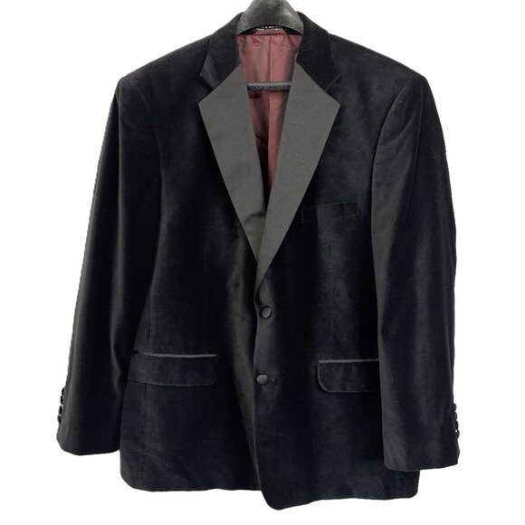 Stafford Velveteen Blk Tux Prom Formal Jacket Vtg Authentic 90’s Sz 46R - Picture 1 of 16